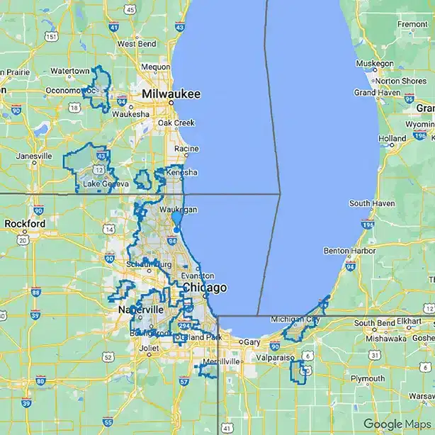 Mariani Landscape service area map graphic